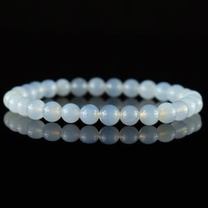 Blue Chalcedony Bracelet Agate Blue Lace AA round beads 6mm natural