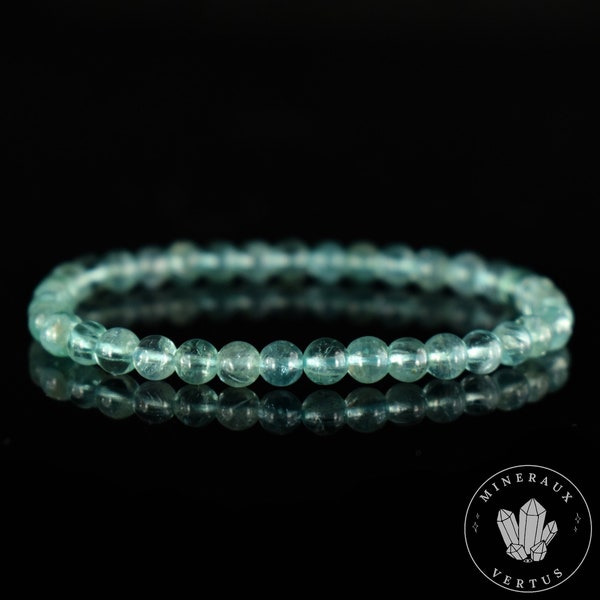 Bracelet Fluorapatite Apatite Bleue clair glace perles rondes naturelles 5mm AA