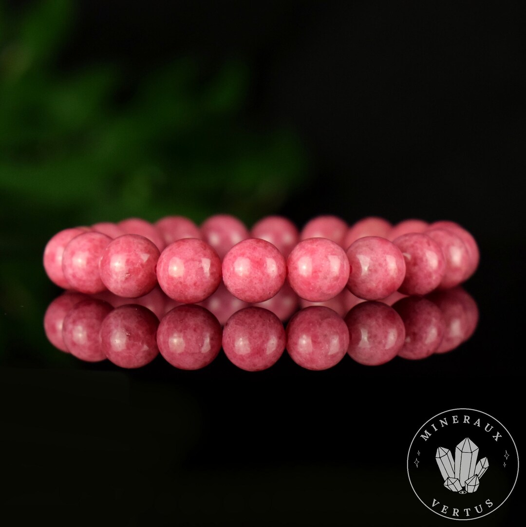 Brazilian Rhodonite Bracelet 10mm Round Beads Grade AAA - Passion ...