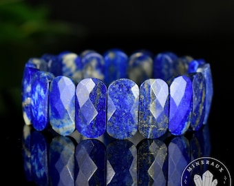 Bracelet Lapis Lazuli AA perles naturelles facettées 20mm x 10mm - Bijou unique #2