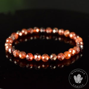 Orange Spessartite Garnet Bracelet AAA faceted round beads 6mm Fortification Stimulation Radiance image 1