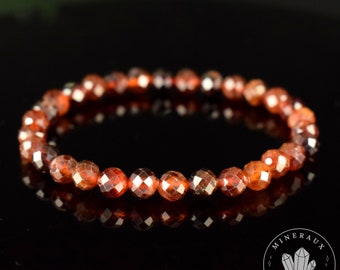 Orange Spessartite Garnet Bracelet AAA faceted round beads 6mm - Fortification - Stimulation - Radiance