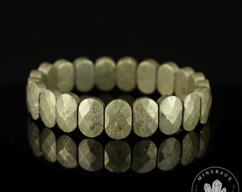 Pyrite Bracelet rectangle grandes pierres 14.5mm x 9.5mm facettes arrondies - vertus de Purification - Activation - Clarification #2