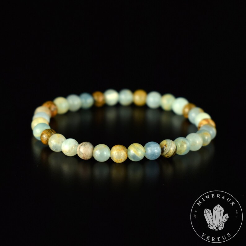 Bracelet Calcite Caraïbes Onyx Bleu perles rondes 6mm Force intérieure Endurance Détermination image 3
