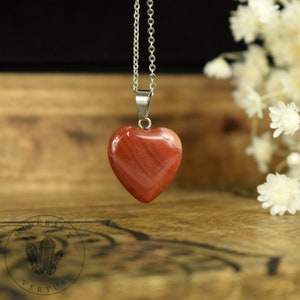CONFIDENCE Carnelian AA heart pendant 20mm 0.78in - Silver chain 50cm - Unique Valentine&#39;s Day jewelry (LOT1)
