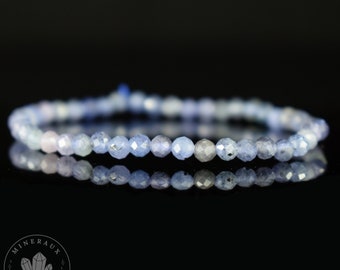 Fine bracelet Tanzanite Zoisite blue AAA 4mm round faceted beads - Revelation - Amplification - Donations