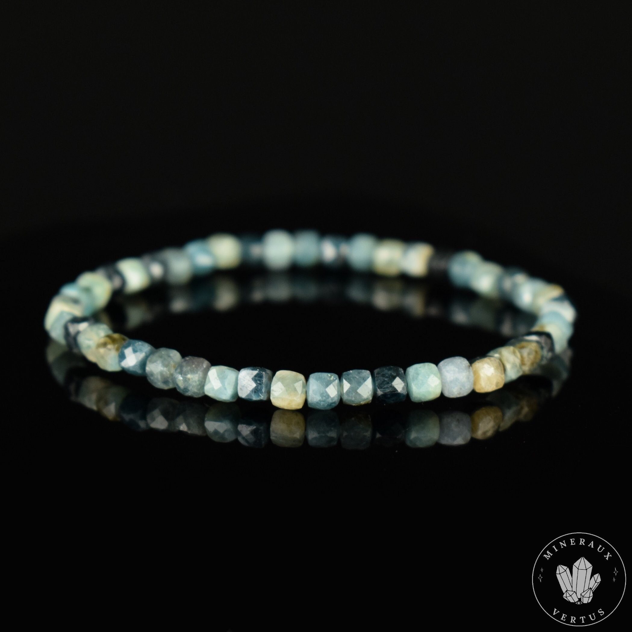 Bracelet Moderne Vintage En Argent 925 Et Tourmaline (indigolite) / Cristal De Roche - Occasion - Fabriqué En Allemagne