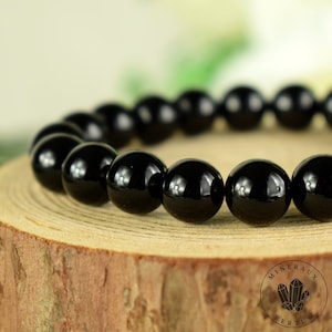 AAA Schwarzes Achat-Onyx-Armband, 8 mm, natürliche runde Perlen