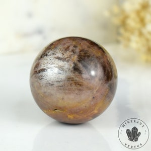 Black Moonstone Sphere with reflection 57mm - natural crystal ball #12