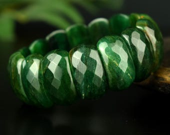 Gemma di verdite naturale sfaccettata – Pietra africana rara – Bracciale di protezione e crescita personale 24,5 mm x 12 mm - Giada africana #1