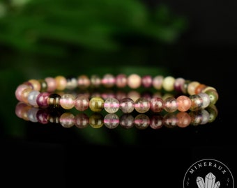 Bracciale in tormalina multicolore con perle rotonde da 4,5 mm - Rivelazione - Crescita - Rinnovamento