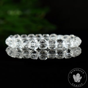 AAA Rock Crystal Quartz Bracelet 8mm Faceted Cubes, Playfulness - Organization - Amplification
