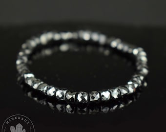 Bracciale in tormalina nera AAA con cubi sfaccettati da 4 mm - Messa a terra - Protezione - Riallineamento