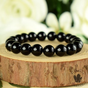 AAA Schwarzes Achat-Onyx-Armband, 10 mm, natürliche runde Perlen