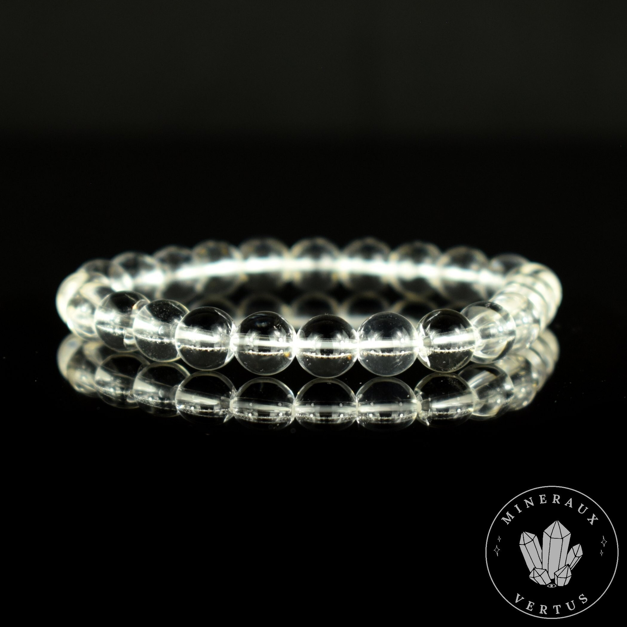 Bracciale Stretch In Cristallo Di Rocca Con Piastrina Argento 925 – Fiore Della Vita, Diametro 15 Mm – Gioiello Energetico - 2