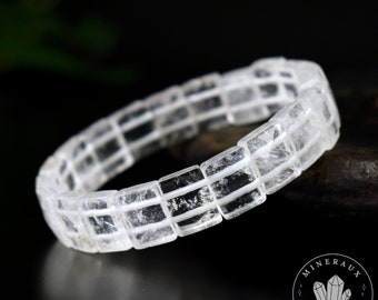 Bracelet Quartz Cristal de Roche grandes perles 12mm x 9.5mm facettées, Enjouement - Organisation - Amplification - Bijou unique #1