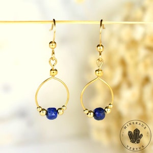 Lapis Lazuli beaded drop earrings