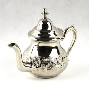 Tetera Marrakech 0,8l Plata con asas y tapa abatible Tetera Noble pot Tetera de cobre estilo vintage Tetera Noble pot