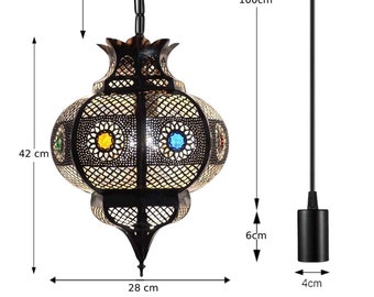 Oriental lamp with accessories, Moroccan light, DIY pendant light, hanging lamp, lantern.