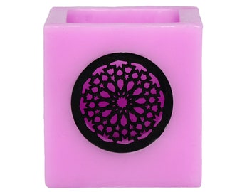 Square candle violet photophore carre oriental lantern design candle Marrakech decoration rustic pillar candle square