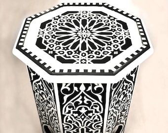 Table orientale peinte à la main | Table orientale en bois | Table d'appoint faite à la main | Table à thé en bois marocain | Décoration de table