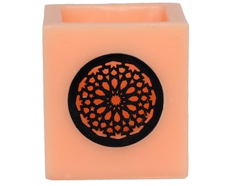Square candle orange photophore carre oriental lantern design candle Marrakech decoration rustic pillar candle square