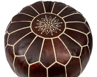 Coussin de siège en cuir marocain | Pouf avec ou sans remplissage | Repose-pieds | Pouf | Pouf fait main | Pouf ottoman | Pouf marron