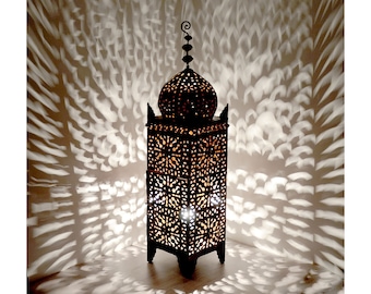 Handmade lantern H130cm made of iron hand-forged Oriental iron lantern Home decoration Marrakech Garden lantern Handmade from 1001 Nights