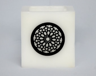 Oriental lantern beige photophore square candle design candle decoration rustic pillar candle square
