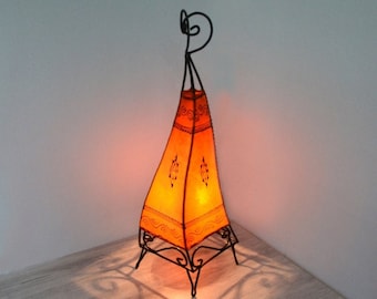 Oriental floor lamp Mia Orange 63 cm Moroccan leather lamp iron frame hand-forged 320335