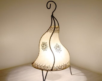 Oriental floor lamp Hannah White 40 cm Moroccan leather lamp Frame made of iron hand-forged Lampshade made of leather hand-painted 320321
