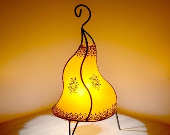 Oriental floor lamp orange 40 cm Moroccan leather lamp frame made of iron hand-forged lampshade made of leather hand-painted 320324