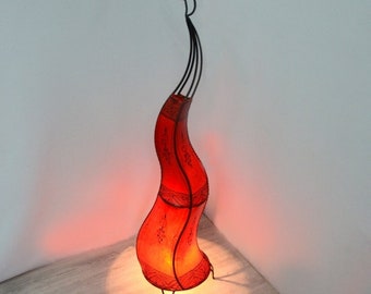 Oriental floor lamp Aida Red 100 cm Moroccan henna leather lamp iron frame hand-painted