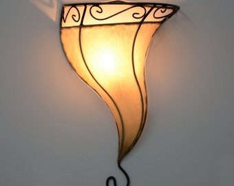 Oriental leather wall lamp, henna wall lamp, Moroccan wall light, lampshade, handmade vintage design