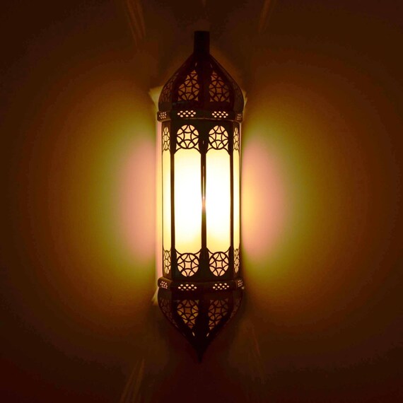 Orientalische Wandlampe, Glas Wandlampe, Marokkanische Wandleuchte, Lampenschirm, Handgefertigte Lampe, Vintage Wanddekoration aus Marokko