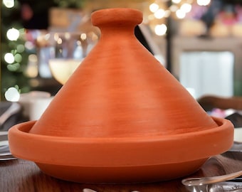 Moroccan Tagine 34 cm Unglazed Lead-Free Berber Clay Pot Hand-thrown Cooking Pot