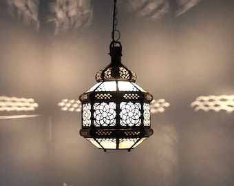Oriental lamp, Moroccan glass lamp, ceiling lamp, pendant light, hanging lamp, lantern, vintage design