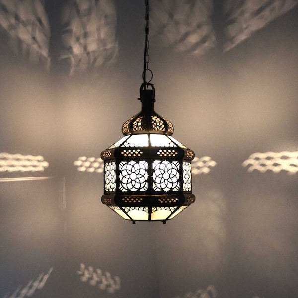 Lampe orientale | Lampe en verre marocaine | Lampe marocaine | Plafonnier | Lampe suspendue | Lampe suspendue | lanterne | conception vintage