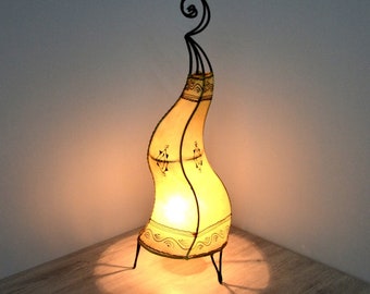 Moroccan floor lamp Akilah 62 cm Oriental leather lamp Iron frame Hand-forged 320332
