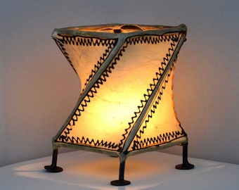 Oriental leather lamp Cyclone White 15 cm Moroccan lamp Iron frame Hand-forged 330332