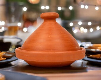 Marokkanische Tajine 26 cm Tontopf Tagine Tajin Bleifrei original aus Marokko Handgetöpferte unglasiert Berber Schmortopf Topf Gartopf