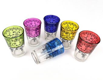 Moroccan tea glasses, set of 6; Oriental Turkish Arabic tea cups; Ottoman glasses