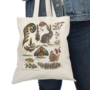 Goblincore and Cottagecore Natural Tote Bag, Whimsical Gifts for Her, Goblincore Decor, Light Academia Gifts, Light Witchy Gifts, Mushrooms