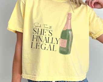 Personalized 21st Birthday Boxy Tee: Women&#39;s Custom HBD Shirt