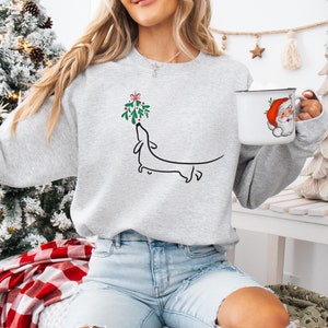 Dachshund Mistletoe Christmas Sweatshirt: Holiday Dog Shirt