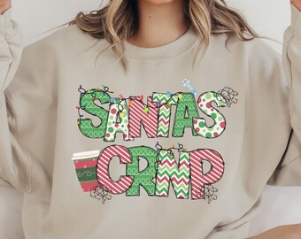 Santa's CNRP Heavy Blend Crewneck Sweatshirt, Oversized Holiday Sweater for CRNP, Medical Office Staff Holiday Sweater, Christmas Sweater