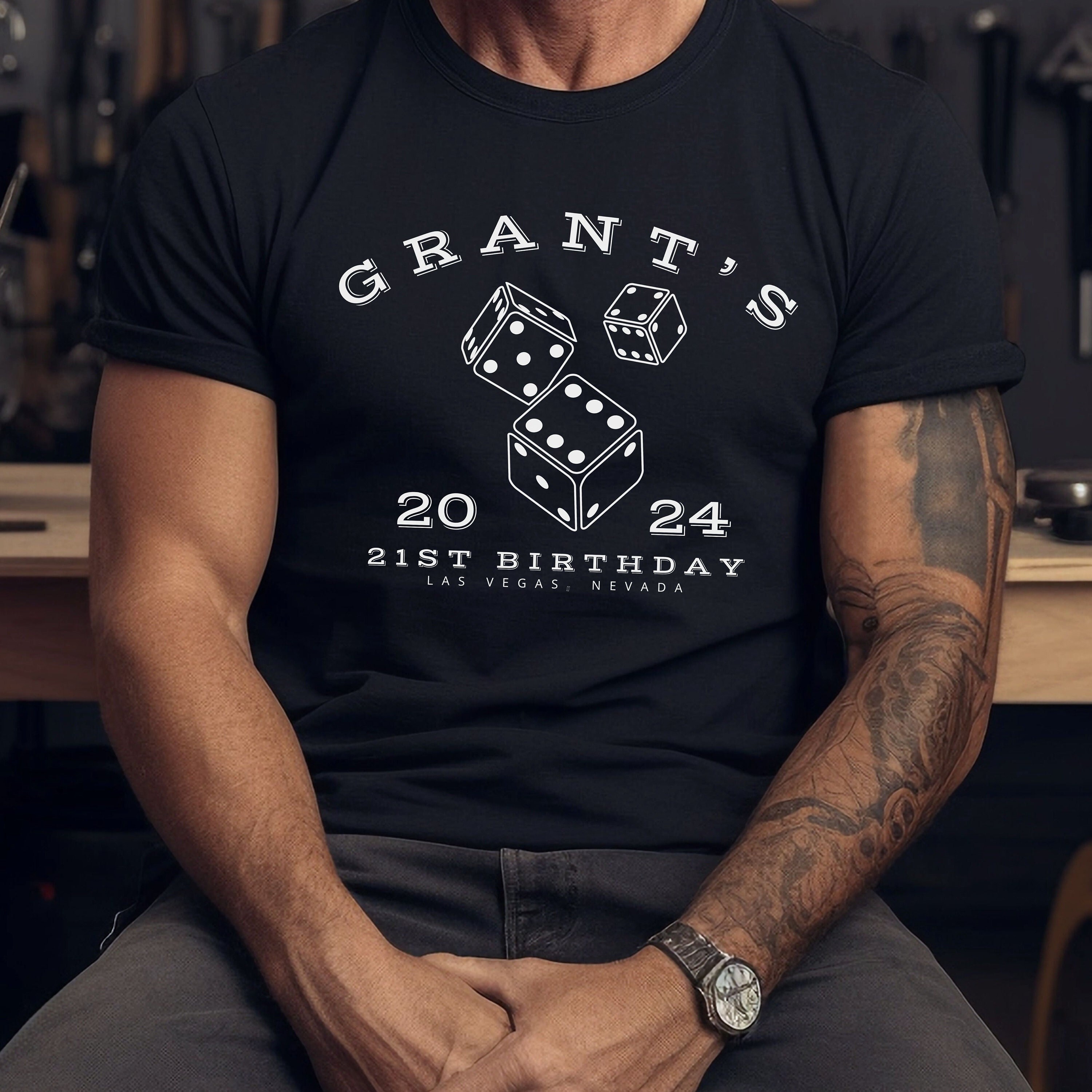 Personalized Vegas Birthday Shirt: Dice Design, Matching Party Group Tee