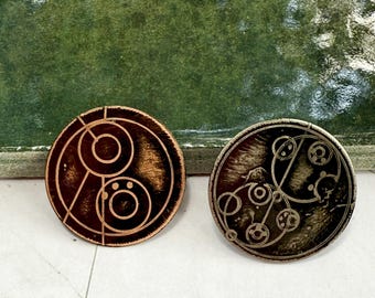 Doctor Who Pin Custom Gallifreyan Name | Choice of copper or nickel silver | Personalized