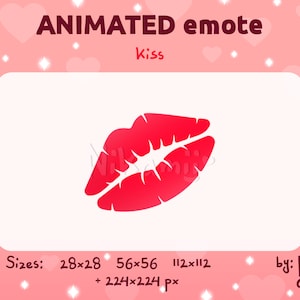 Red lipstick kiss - ANIMATED Emote / For Twitch, Kick, Discord / Stream / Valentine's day / Love / Lips / Romantic GIF
