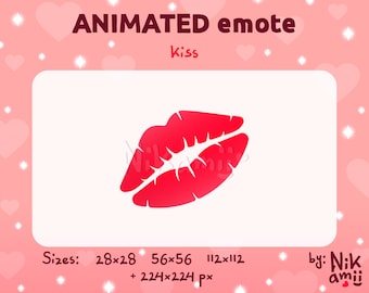 Red lipstick kiss - ANIMATED Emote / For Twitch, Kick, Discord / Stream / Valentine's day / Love / Lips / Romantic GIF